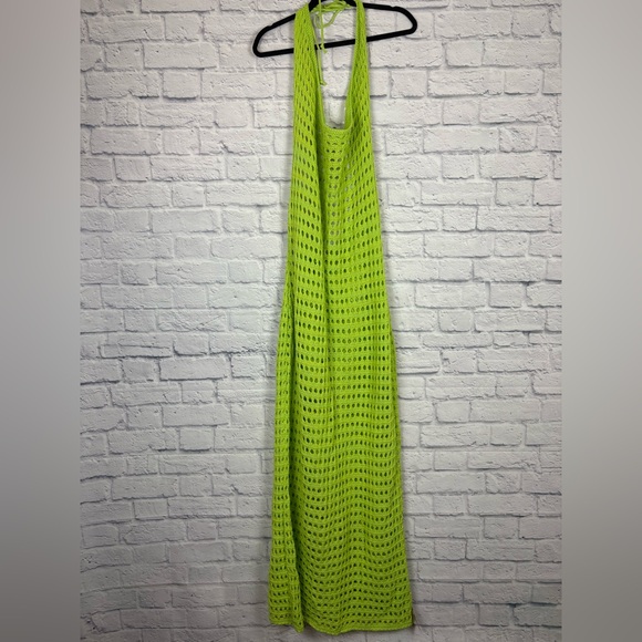 NWT pretty little thing SHAPE LIME CROCHET HALTERNECK MAXI DRESS SIZE L - Picture 3 of 9